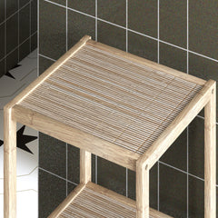 HOMCOM Four-Tier Bamboo Bathroom Shelf - Natural Finish