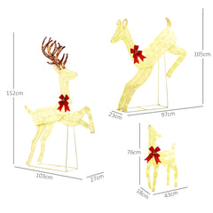 Outsunny Three-Piece LED Light Reindeer Christmas Decoration