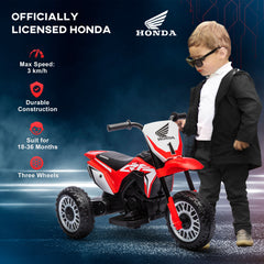 HOMCOM 6V Kids Motorbike, Three-Wheel Kids Electric Bike with Horn, Startup Sound for Ages 18-36 Months - Red