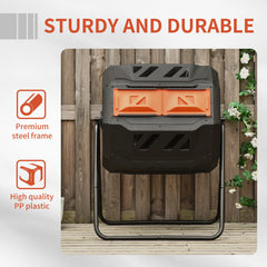 Outsunny 160L 360√Ç¬∞ Rotating Dual Chamber Composter - Orange