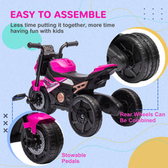 AIYAPLAY Motorcycle Design, 3 in 1 Toddler Trike, Sliding Car, Balance Bike with Headlight, Music, Horn, Pink