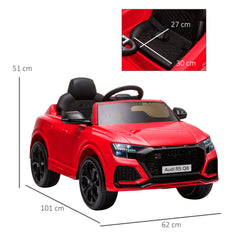 HOMCOM Audi RS Q8 Licensed Electric Car for Kids, 6V Kids' Electric Ride on with Remote Control, 7Ah Big Battery, Lights Bluetooth, Music USB MP3, for 3-5 Years Old, Red