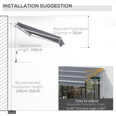 Outsunny Manual Retractable Awning, size (4m x3m)-Grey