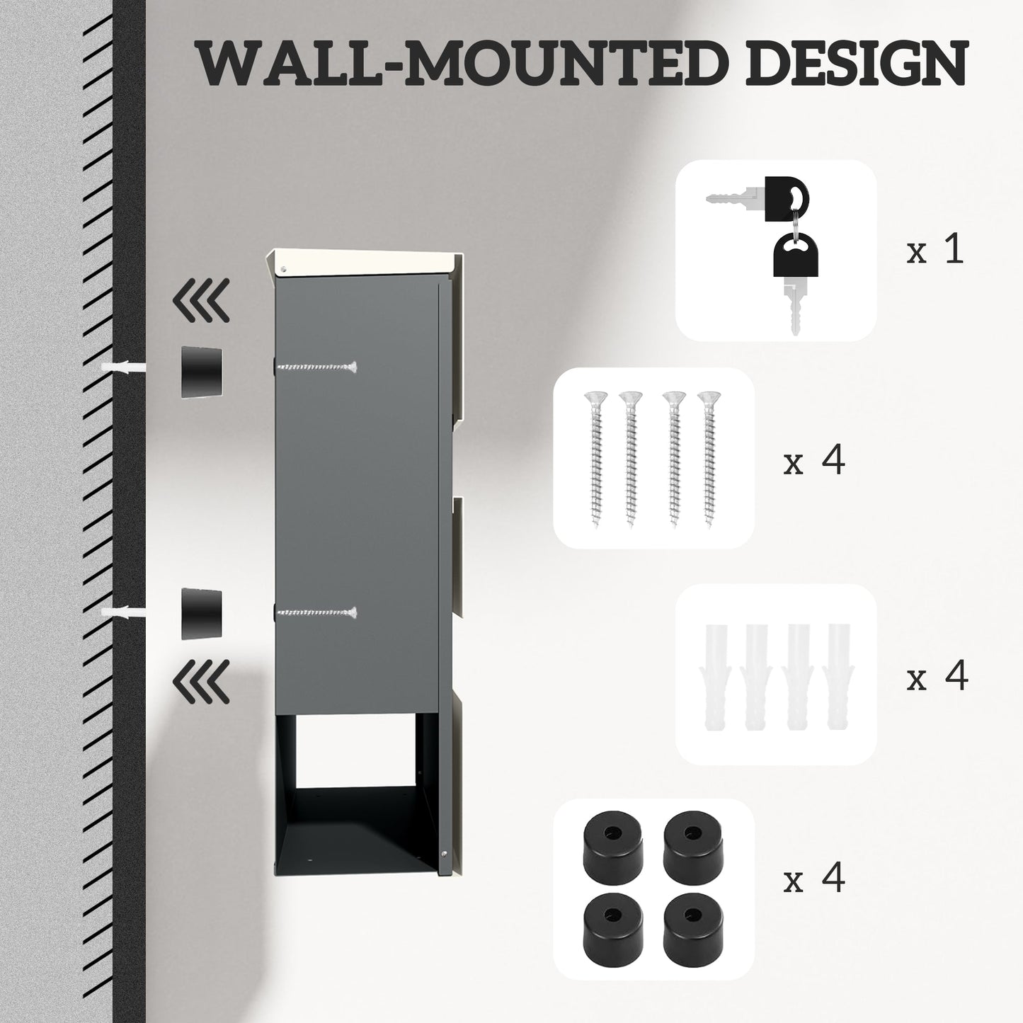 HOMCOM Locking Galvanised Steel Letterbox - White/Black