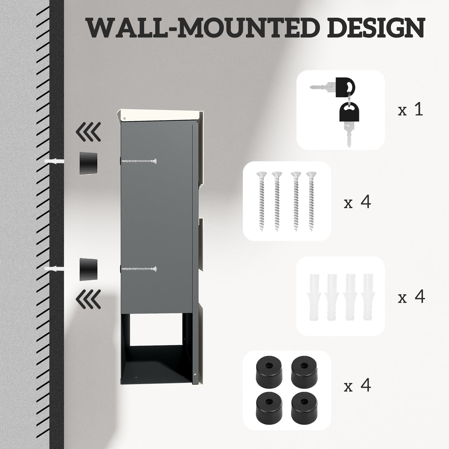 HOMCOM Locking Galvanised Steel Letterbox - White/Black
