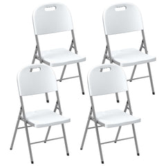 Outsunny Set of Four Foldable Outdoor Chairs - White