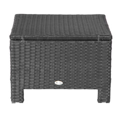 Outsunny Rattan Footstool Wicker Ottoman with Padded Seat Cushion Outdoor Patio Furniture for Garden Poolside Living Room, 50 x 50 x 35 cm, Black