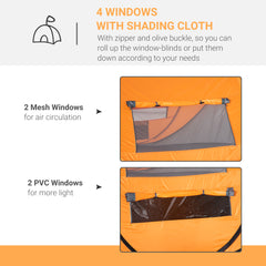 Outsunny 4-5 Person Pop-up Camping Tent Family Tent w/ 2 Mesh Windows & PVC Windows Portable Carry Bag for Outdoor Trip, Orange