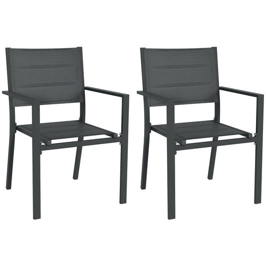 Outsunny Set of Two Aluminium Stacking Garden Chairs - Dark Grey