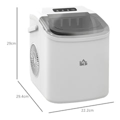 HOMCOM Ice Maker Machine Counter Top, 12Kg in 24 Hrs, 9 Cubes Ready in 6-12Mins, Portable Ice Cube Maker with Ice Scoop and Basket, White