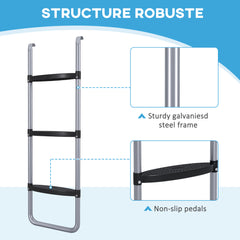 SPORTNOW Galvanised Steel Trampoline Ladder, 2 Steps/3 Steps Outdoor Trampoline Accessories for 6ft, 8ft, 10ft, 12ft, 13ft, 14ft, 16ft Trampoline, 97L x 32Wcm, Silver Tone