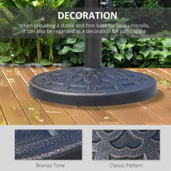 Outsunny 12kg Garden Parasol Base, Round Resin Sun Umbrella Base, Outdoor Umbrella Stand for 38mm or 48mm Outdoor Umbrella Poles, Bronze Tone