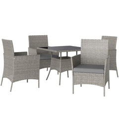 Outsunny Five-Pieces Rattan Dining Set - Light Grey