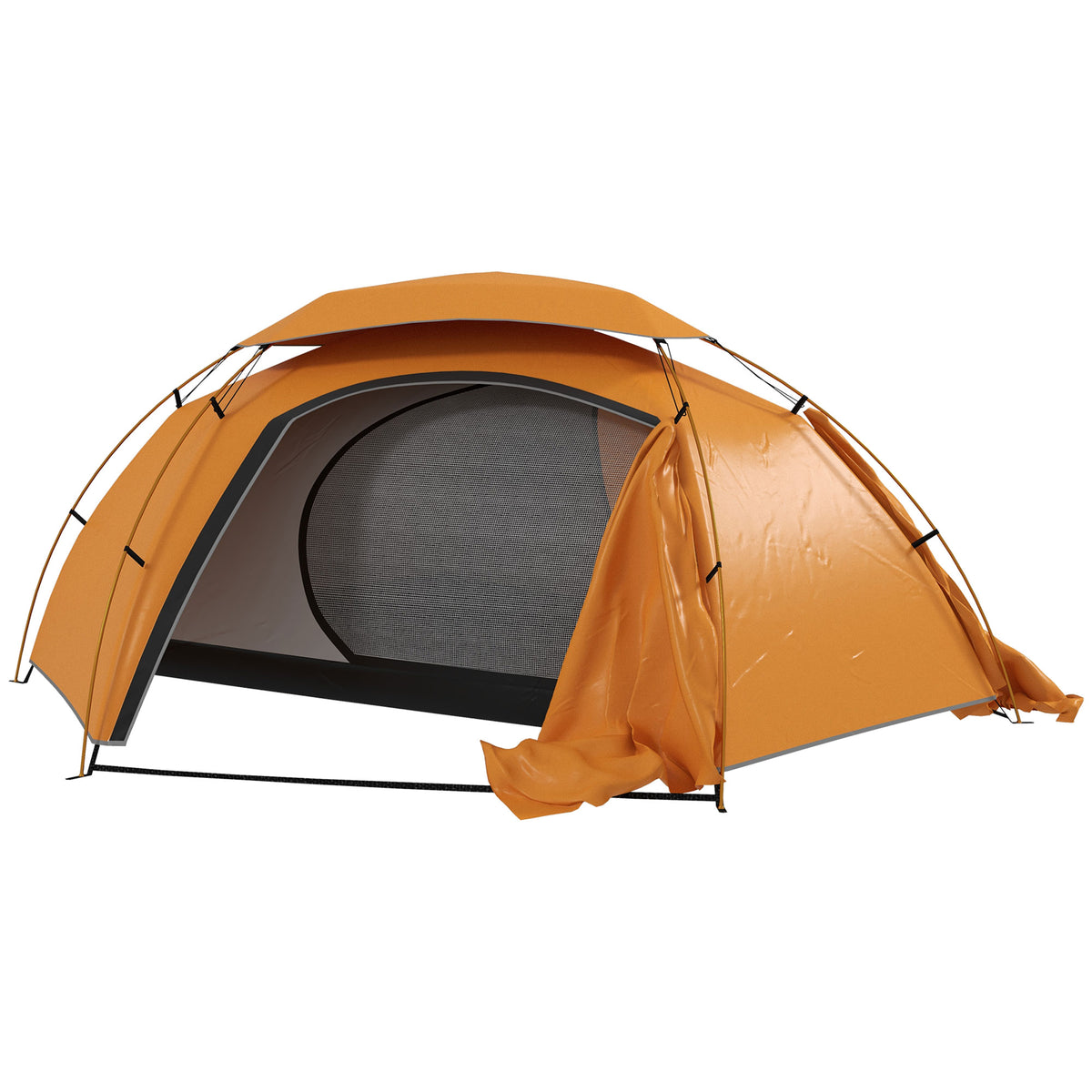 Outsunny Aluminium Frame Camping Tent Dome Tent with Removable Rainfly, 2000mm Waterproof, for 1-2 Man, Orange