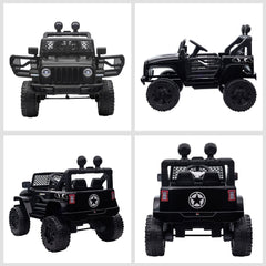 HOMCOM Kids Electric Ride On Car 12V Off Road Toy with Parental Remote Control 2 Motors Horn Lights Suspension Wheels for 3-6 Years Old Black