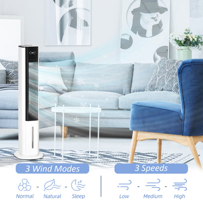 HOMCOM Portable Air Cooler, 6L Tank Humidifier Evaporative Ice Cooling Fan Water Conditioner Unit with 3 Modes, 3 Speed, Remote, Timer, Oscillating for Home Bedroom, White