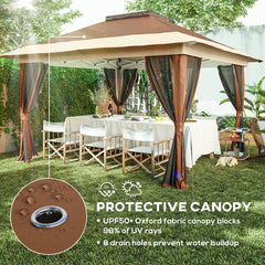 Outsunny 3.6 x 3.6m Pop-Up Gazebo, with Accessories - Brown