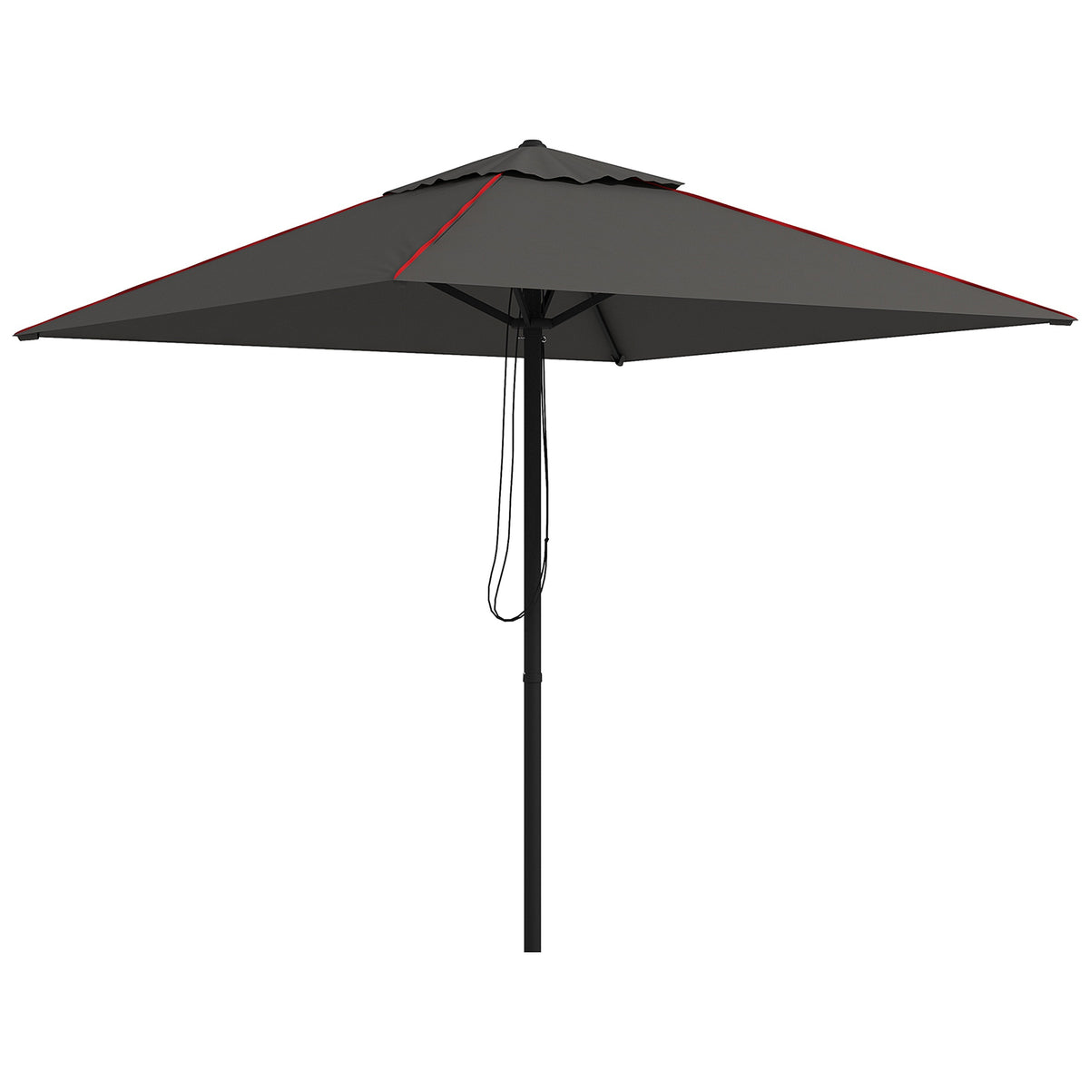 Outsunny 215cm Square Canopy Parasol, with Contrast Piping - Grey/Red