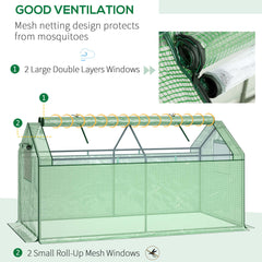 Outsunny Mini Greenhouse Portable Garden Growhouse for Tomatoes Plants with Large Zipper Windows for Outdoor, Indoor, 180 x 92 x 92cm, Green