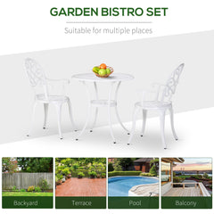 Outsunny Three-Piece Elegant Aluminium Garden Set - White