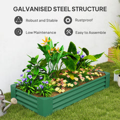 Outsunny 180 x 90cm Galvanised Steel Open Planter - Green