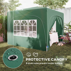 Outsunny 3 x 3m Pop-Up Gazebo Shelter, with Accessories - Dark Green