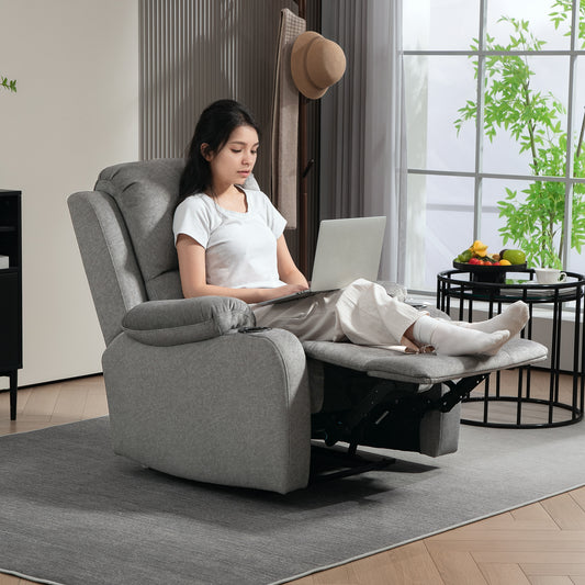 HOMCOM Microfibre Manual Reclining Armchair, with Footrest - Grey