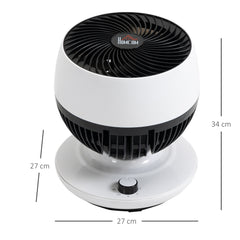 HOMCOM Room Air Circulator Desk Fan with 3 Speed, 70√Ç¬∞ Oscillating 90√Ç¬∞ Tilt, Tabletop Fan for Living Room, Bedroom, Office, White