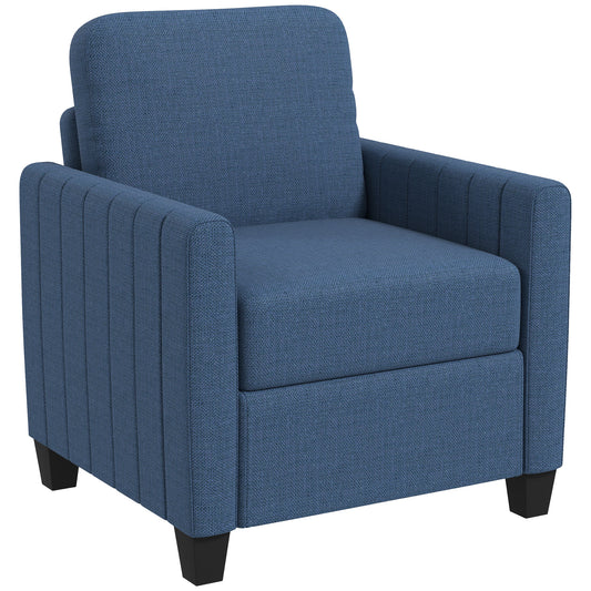 HOMCOM Modern Boxy Linen-Look Armchair - Blue