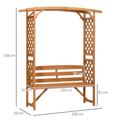 Outsunny Garden Bench, Wooden Garden Arbour with Seat for Vines/Climbing Plants, Brown