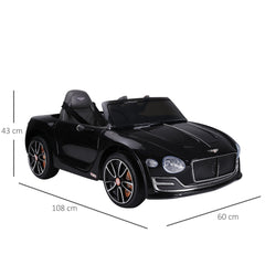 HOMCOM Bentley GT Licensed 12V Electric Car for Kids, Kid's Electric Ride on with Remote Control, Ride on Car with LED Lights, Music, for 3-5 Years, Black