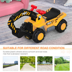 HOMCOM Kids Ride On Excavator Digger w/ Storage Basketball Net Steering NO POWER Wheel Vehicle Truck Toy