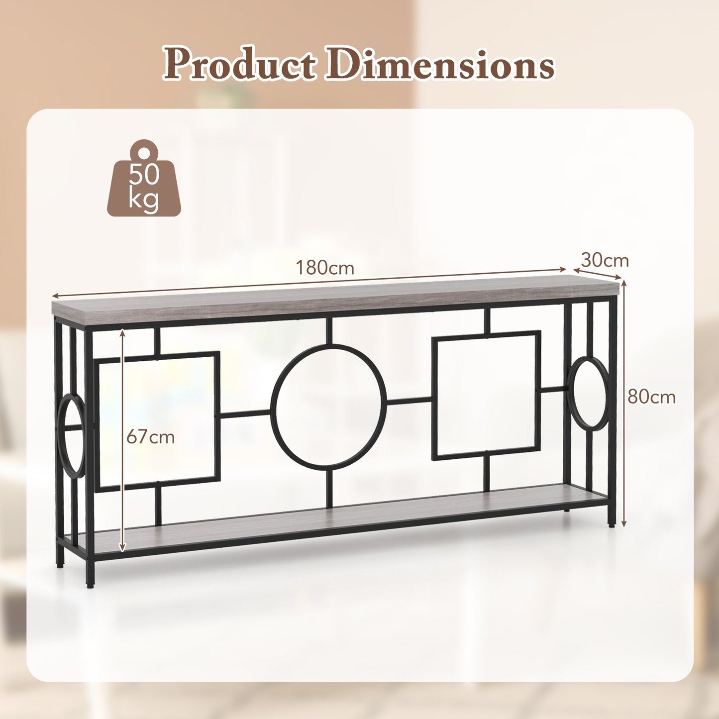 Rustic Accent Narrow 2-Tier Mid-Century Modern Console Table-Rustic Brown