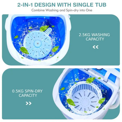 Semi-Automatic Washing Machine with 3 Modes for Apartment-Blue