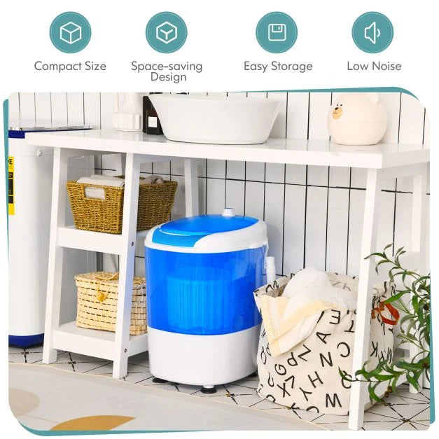 Semi-Automatic Washing Machine with 3 Modes for Apartment-Blue