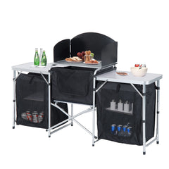 Outsunny Multi-Storage Portable Camping Kitchen, with Heat-Resistant Tabletops and Bag