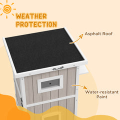 PawHut Outdoor 2 Tiers Wooden Cat Shelter w/ Removable Bottom, Escape Doors, Asphalt Roof, for 1-2 Cats - Light Grey