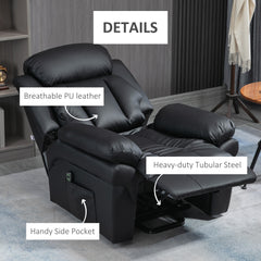 HOMCOM Power Lift Chair Recliner for Elderly, Electric Recliner Chair, Overstuffed Faux Leather Riser and Reclining Armchair with Remote Control, Side Pockets, for Living Room, Black