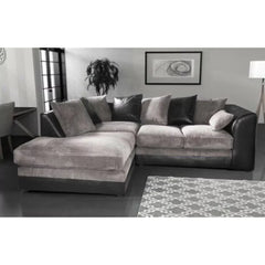 Modern Suite Cord Fabric Corner Sofa - Black and Grey