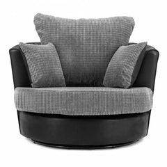 Modern Suite Cord Fabric Corner Sofa - Black and Grey