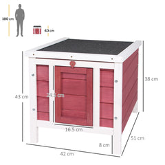 PawHut Wooden Rabbit Hutch 51 x 42 x 43 cm, Red