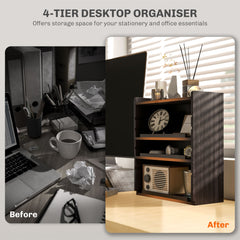 HOMCOM Four-Tier Desktop Organiser - Dark Brown