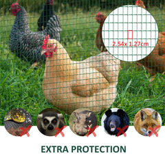 Pawhut PVC Coated Welded Wire Mesh Fencing Chicken Poultry Aviary Fence Run Hutch Pet Rabbit 30m Dark Green