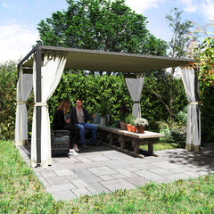 Outsunny 3 x 4m Aluminium Frame Pergola, with Retractable Roof - Khaki