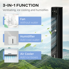 HOMCOM Nine Setting Tower Fan Humidifier, with Ice Boxes - Black