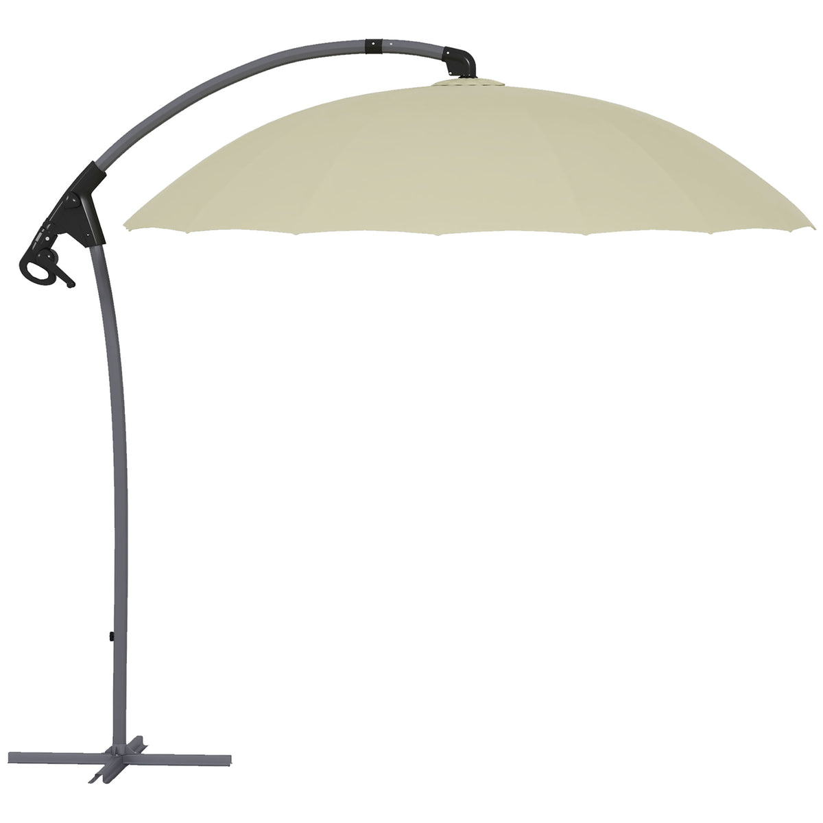 Outsunny 2.7m Cantilever Parasol, with Cross Base - Beige