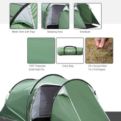 Outsunny Three-Man, Two-Room Tent - Green