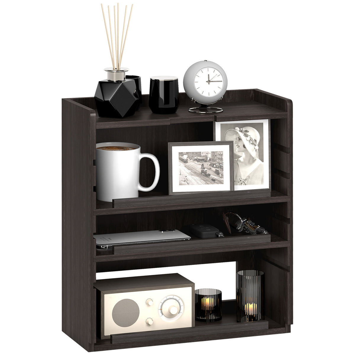 HOMCOM Four-Tier Desktop Organiser - Dark Brown