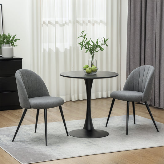 HOMCOM Velvet Dining Chairs Set of 2, Modern Upholstered Kitchen Chairs with Metal Legs, Shell Backrest and Padded Seat for Dining Room, Bedroom, Living Room, Vanity, Grey