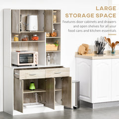 HOMCOM Kitchen Cupboard Sideboard Storage Cabinet Unit with Counter Top, Adjustable Shelves, Drawers for Dining Room, Living Room